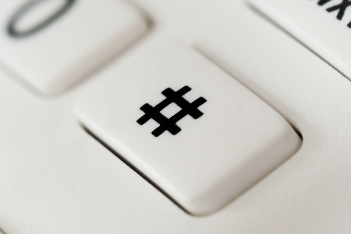 Bouton d'un clavier d'ordinateur avec la touche hashtag.